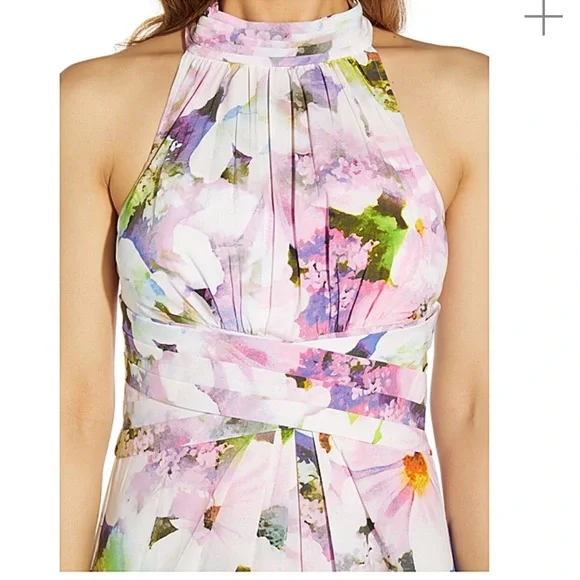 Adrianna Papell Women's Floral Halter Gown. - Picture 3 of 16